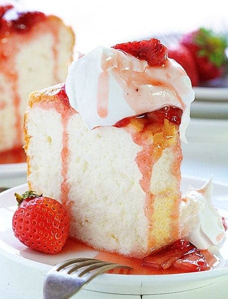Angel Food Cake with Roasted Strawberry Sauce