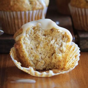 Banana Banana Breakfast Muffin with Vanilla Glaze