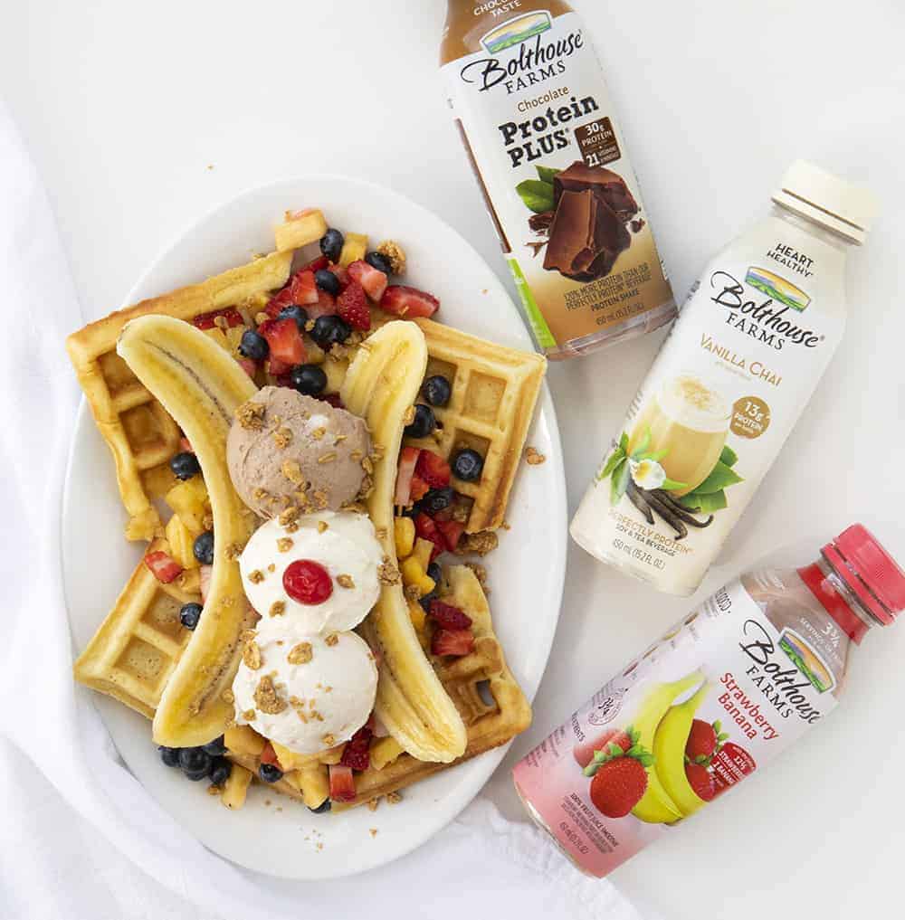 Breakfast Banana Split from Overhead Showing Bolthouse Products