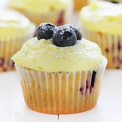 Blueberry Zucchini Cupcakes with Lemon Buttercream!