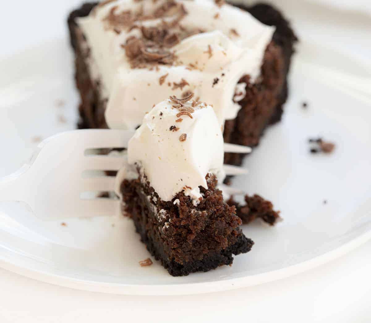 Fork Cutting into Brownie Pie Recipe