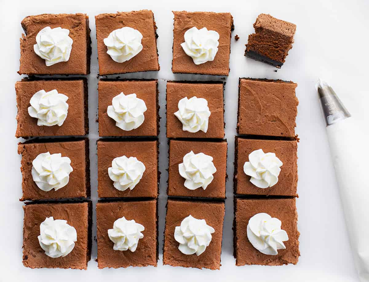 Chocolate Cheesecake Bars Cut Into Squares