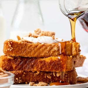 Pouring Syrup over Cinnamon Toast French Toast Breakfast