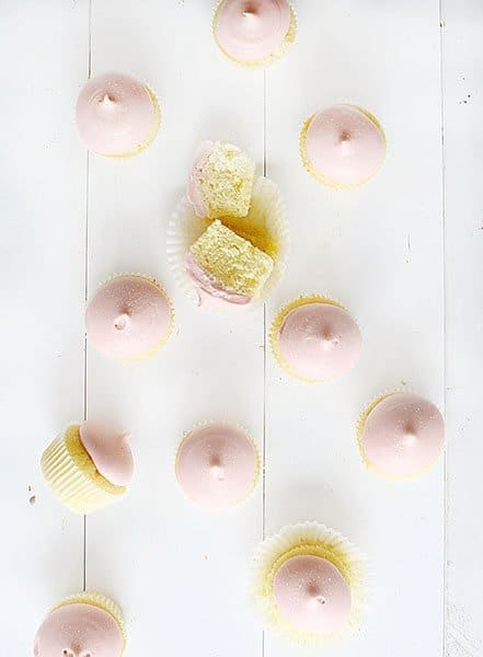 Boob Cupcakes (Lemon Cupcakes with Strawberry Buttercream)