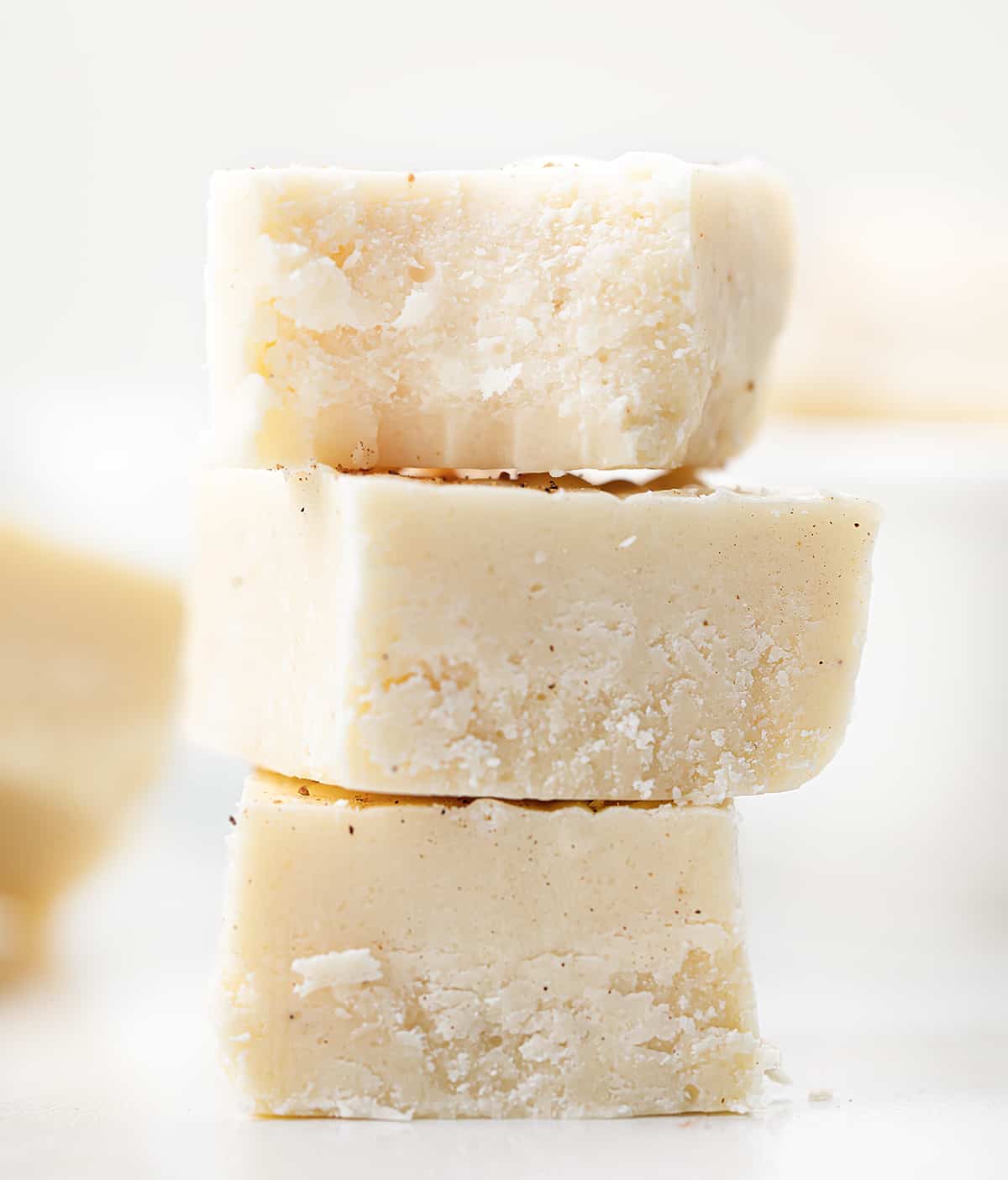 Stack of Pieces of Eggnog Fudge.