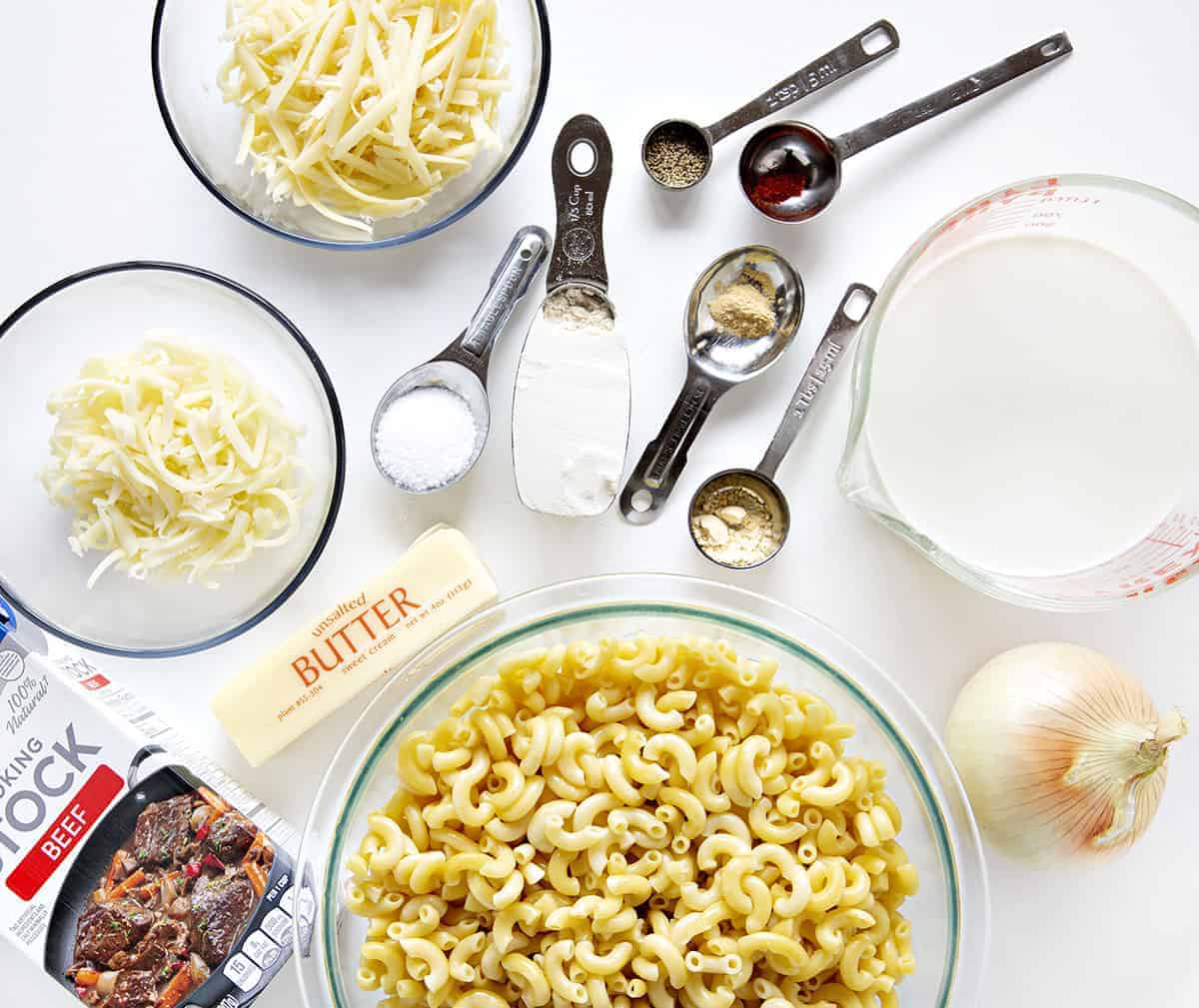 Ingredients for French Onion Chicken Macaroni and Cheese