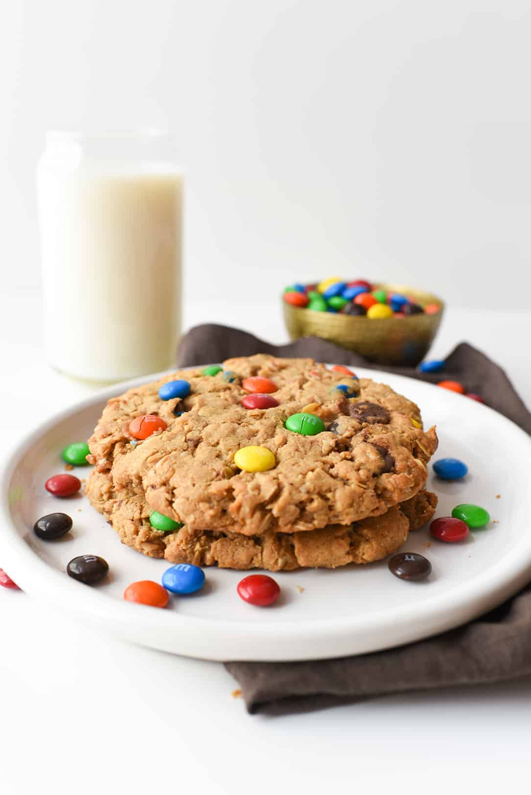 Monster Cookies on White Plate