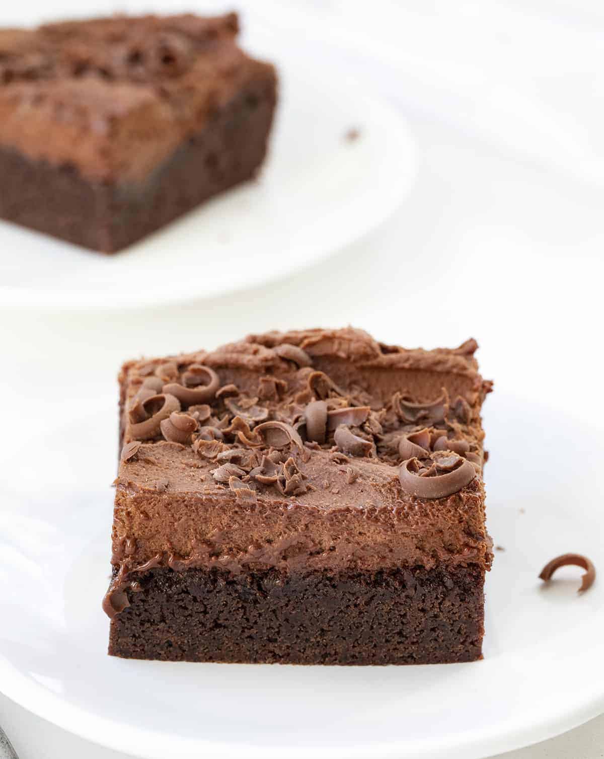 Two Slices of Chocolate Mousse Brownies
