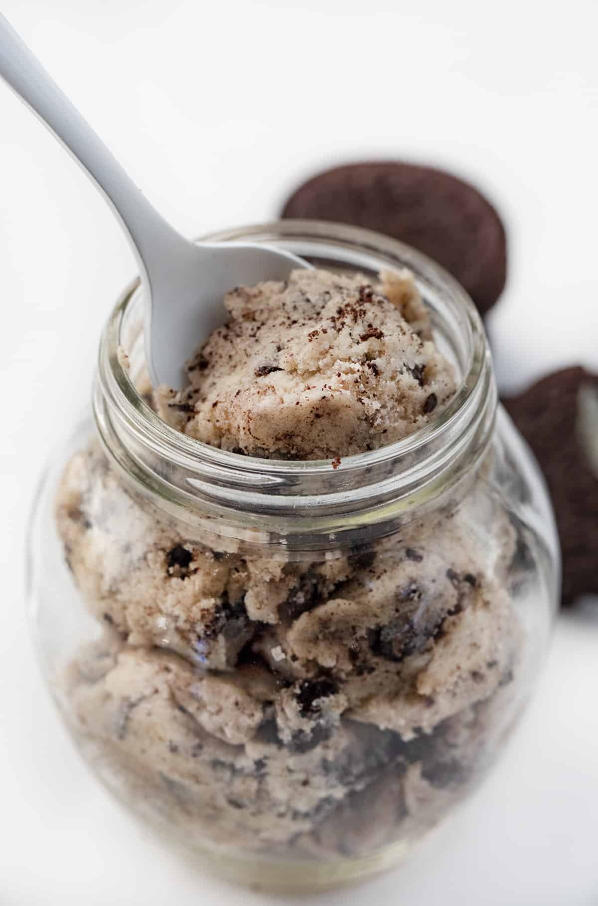 Spoon taking bite of Oreo Cookie Dough