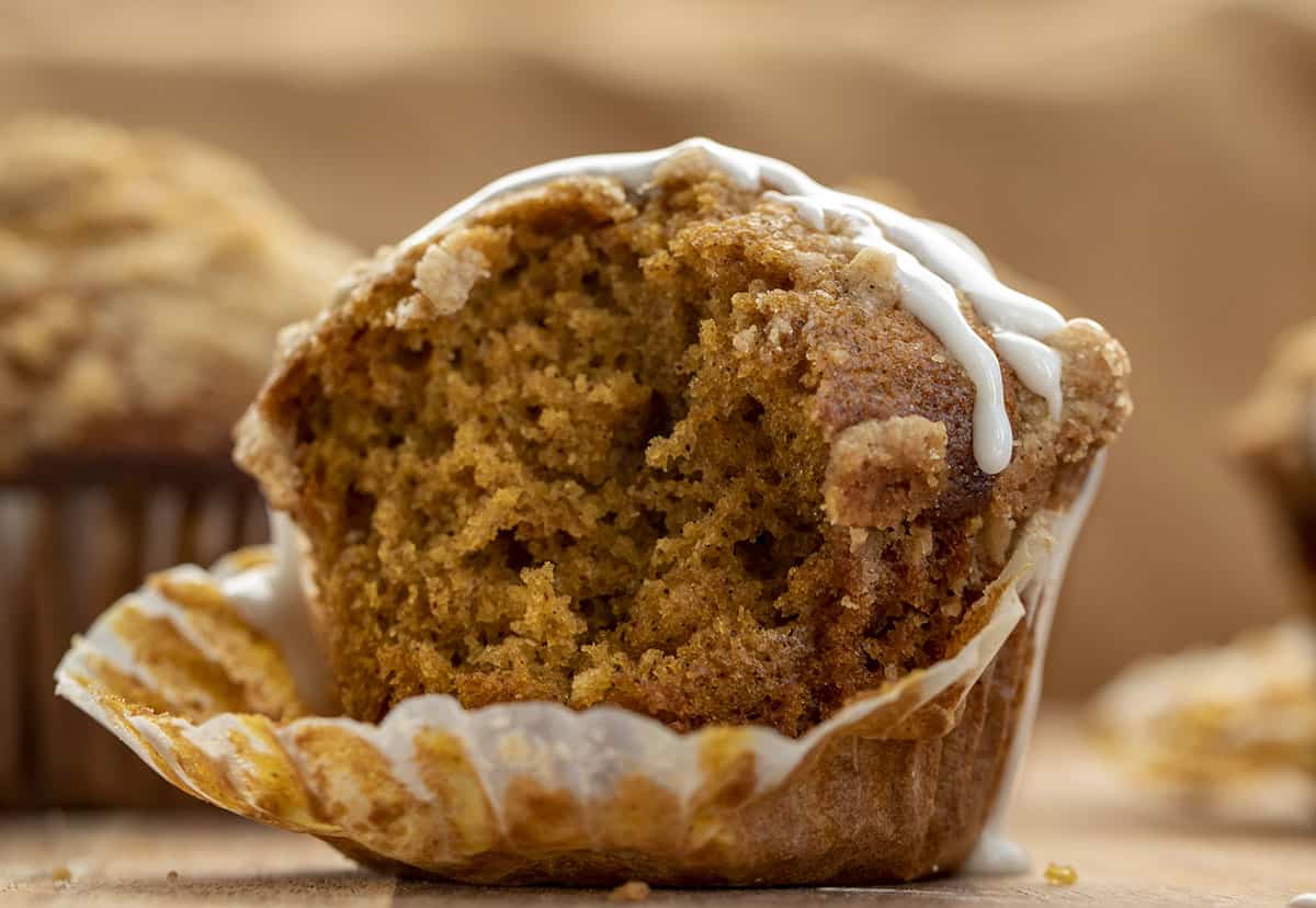 Broken in Half Pumpkin Streusel Muffin Showing Inside Texture. Breakfast, Muffins, Baking, Breakfast Muffins, Fall Baking, Pumpkin Recipes, Pumpkin Spice Muffins, Maple Glaze, Dessert, Best Muffin Recipes, Big Top Muffins, Big Muffins, i am baker, iambaker