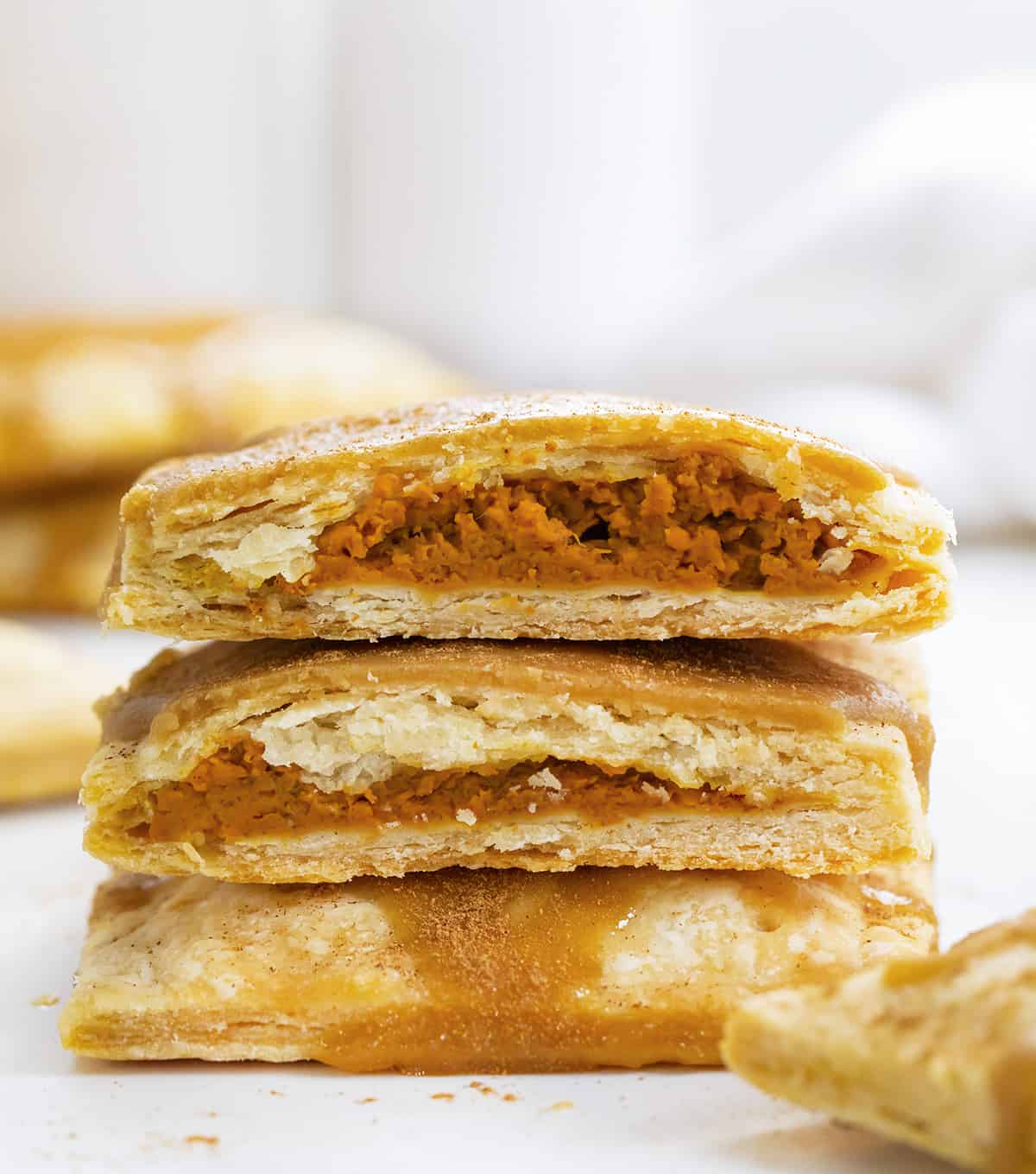 Stack of Cut Into Pumpkin Pie Pop Tarts. Breakfast, Pumpkin Dessert, Pumpkin Recipes, Baking, How to Make Pop Tarts, Breakfast Recipe Ideas, Dessert, Snacks, Treats, Fall Treats, Fall Baking Recipes, i am baker, iambaker