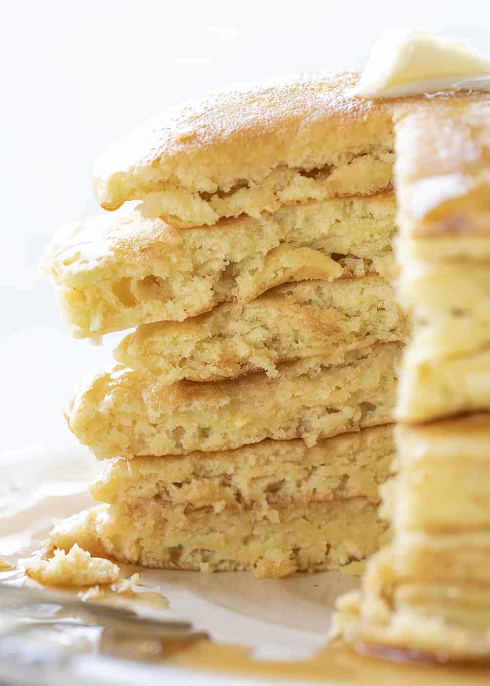 Stack of Cut Into Sourdough Pancakes