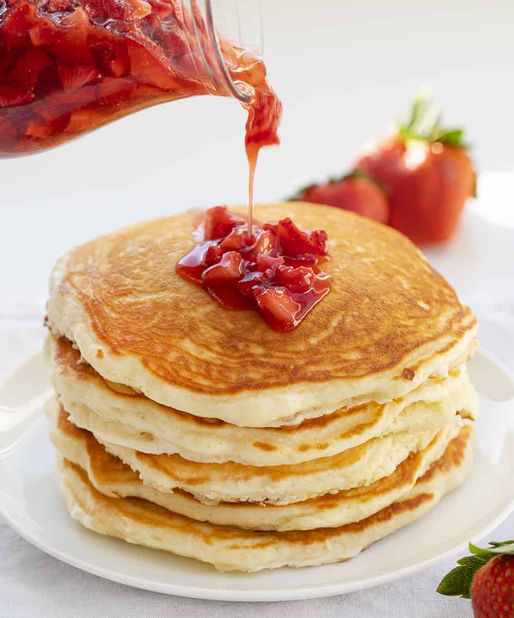 Adding Strawberry Syrup to Buttermilk Pancakes