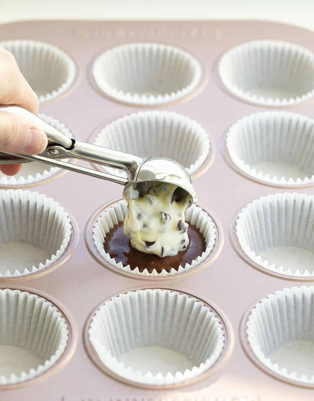 Adding Cream Cheese to Tuxedo Cupcakes 