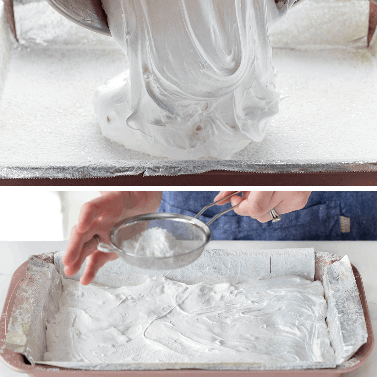 Pouring Sugar for Homemade Marshmallows